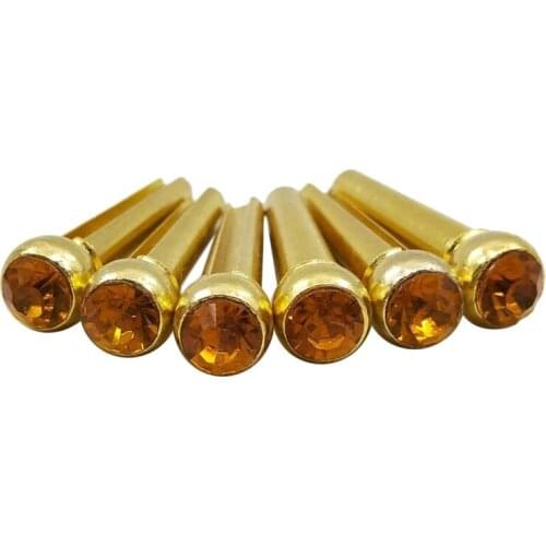 6 Pieces Acoustic Folk Guitar Replacement Bridge Pins with Mazarine Crystal Dot Musical Instrument Parts