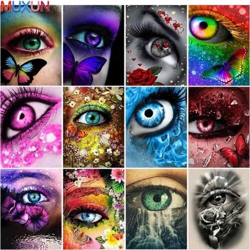 Diy 5D Diamond Painting Eye Butterfly Diamond Embroidery Cartoon Cross Stitch Rhinestone Full Round Drill Mosaic Art Wall Decor