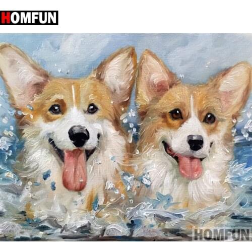 HOMFUN Full Square/Round Drill 5D DIY Diamond Painting "Animal dog" Embroidery Cross Stitch 5D Home Decor Gift A14694