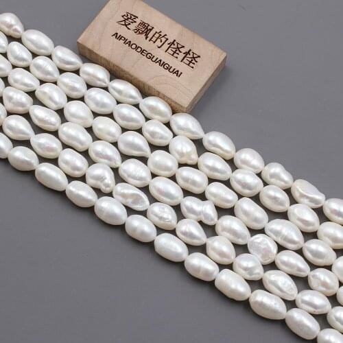 APDGG 5 Strands 8x11-9x12mm Natural White Baroque Keshi Pearl Strands Loose Beads For Necklace Bracelet Jewelry DIY