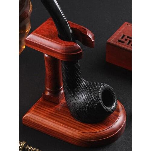 Household Tobacco Pipe Holder Sandalwood Smoking Pipe Holder Classic Retro Removable Style Display Stand Rack For Living Room