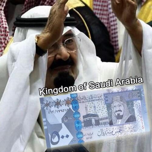 Color Saudi Arabia Banknote 2007 Years 500 Riyals Sliver Plated Paper Money Replica Fake Money for collection Christmas Gift