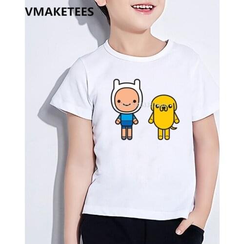 Kids Summer Girls & Boys T shirt Children Finn And Jake Chibi Cartoon Print T-shirt Baby Adventure Time Funny Clothes