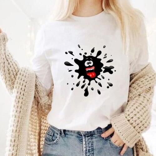 Black ball ball printed T Shirt O-neck Short Sleeve tshirt Female Ulzzang Harajuku 90‘S girl Tshirt Summer simple Tshirt women