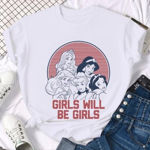 Kawaii Disney Princess Funny Cartoon T Shirt Women Cute Anime Harajuku T-shirt Grunge 90s Tshirt Graphic Top Tees Female