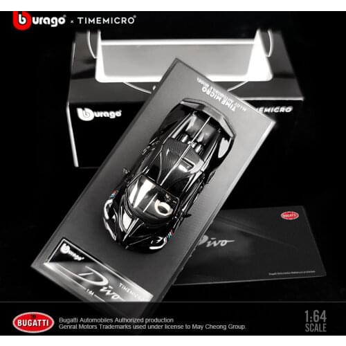 Bburago & Time Model 1/64 Bugatti DIVO Black Supercar Collection Diecast Sports Racing Model Car Toy Gift for Boys Children
