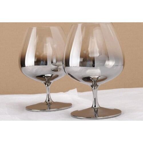 Creative Gradient Silve Brandy Champagne Flutes Crystal for Wedding/Party Red Wine Glass of Brandy Goblet Glasses Cups GL007