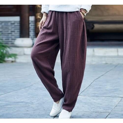 Summer&Spring women cotton&linen green/coffee/black kung fu wushu trousers tai chi bloomers zen nun lay meditation pants