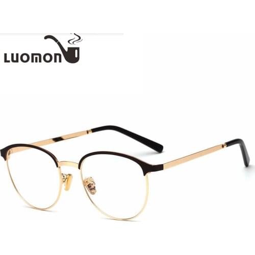 LUOMON Semi-Rimless Glasses Frame Women Clear Lens Oval Eyeglasses Trending Gold Myopia Optical Frames For Man Oculos de sol