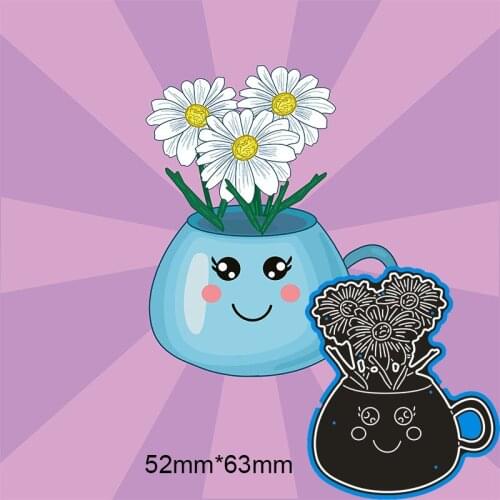 52*63mm flower in cup New Metal Cutting Dies Scrapbook paper Decoration Embossing DIY Paper Card Craft