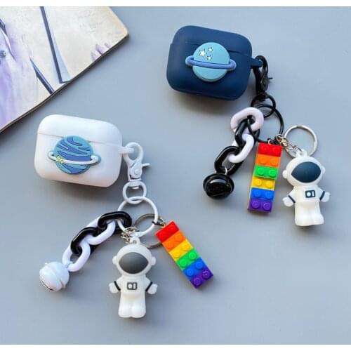 Cute astronaut cases For Lenovo LP1 TWS Protective Cover For Lenovolp1s cartoon Space Pendant Earphone Cover For Lenovo LP1s