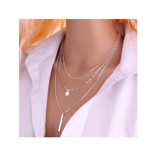 New Fashion Gold Color Silver Color Multi-layer Necklaces Women Pendant Necklace For Couple Lovers' Accessories For Lady Gift