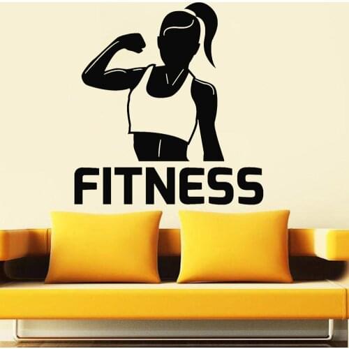 Fitness Girl Wall Stickers For Sport Club Health Muscle Gym Vinyl Wall Sticker For Living Room Gymnasium Wall Sticker W443