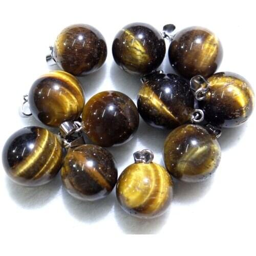 Natural stone Quartz crystal Turquoises crystal tiger eye Ball charm pendant for diy jewelry making necklace Accessories24pcs A3