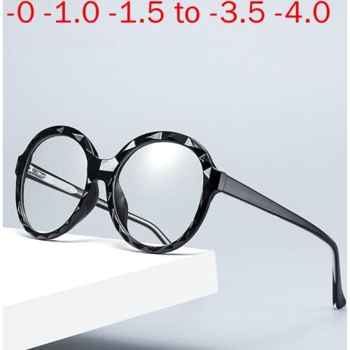 2020 new Retro Women Finished Photochromic Myopia Glasses With Bling Diamond Frames Women Men 0 Degree UV400 with box NX