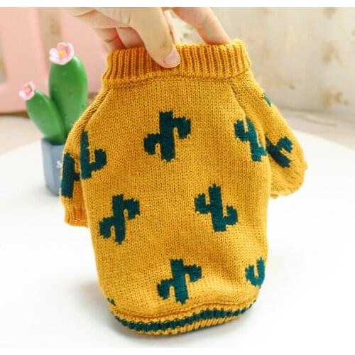 Green Cactus Dog Clothes Pet Outfit Cotton Autumn Winter Warm Sweater For Small Dogs Cat Costumes Coat Jacket Puppy Apparel New