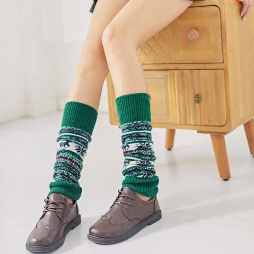 Autumn And Winter Warm Socks Knee High Socks Christmas Deer Pile Up Socks 50cm Length Female Winter Boots Fashion Cover Gaiters