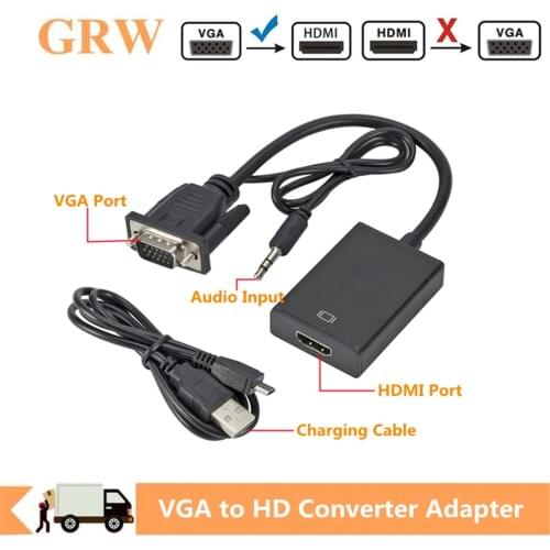 Grwibeou VGA to HD Converter Adapter Output 1080P HD with Audio VGA2HD TV AV to HDTV Video Cable Converter Adapter for TV PC