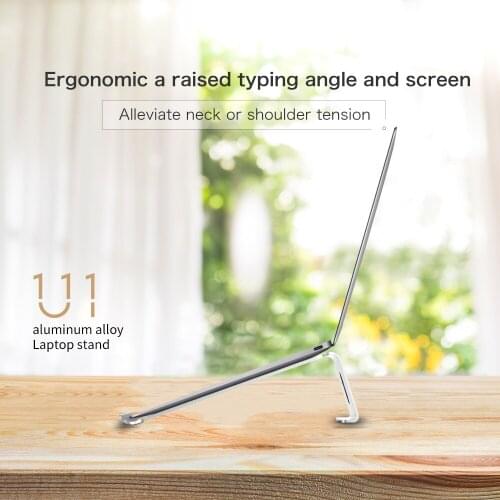 Popupine Aluminum Portable Notebook Computer Stand, Non-slip Design Computer Cooling Pad For 11-14 inch Macbook Air Pro