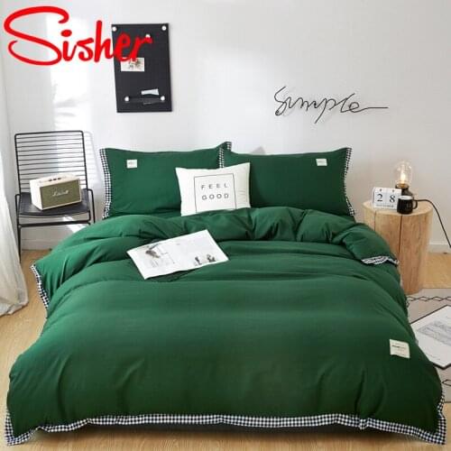 Simple King Size Bedding Set Soild Color Duvet Cover Sets Single Double Queen Bed Linens Bedclothes Quilt Covers with Bed Sheet
