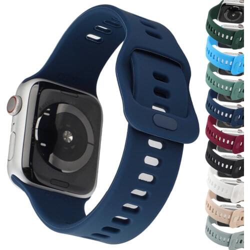 Silicone Rubber Strap For Apple Watch band 44mm 40mm for iwatch Bracelet Series 6 Se 5 4 3 2 1 42mm 38mm Correa Pulseira Belt