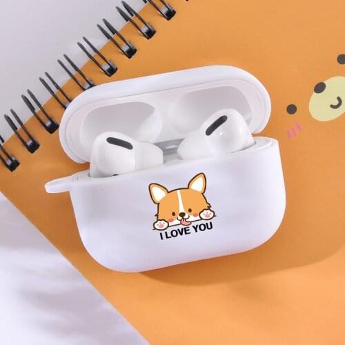 Cute Soft Silicone Cover For Airpods Pro Case Cute Corgi Earphone Case Soft Candy White Headphone case Air Pods 3 For Airpod Pro