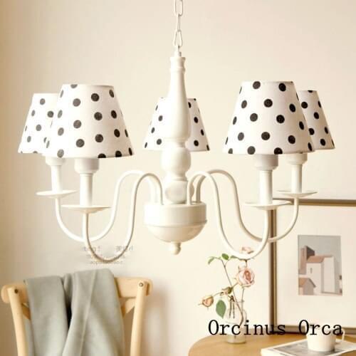 Nordic retro white wave-point chandelier living room dining room bedroom nostalgia fresh art cloth creative Chandelier