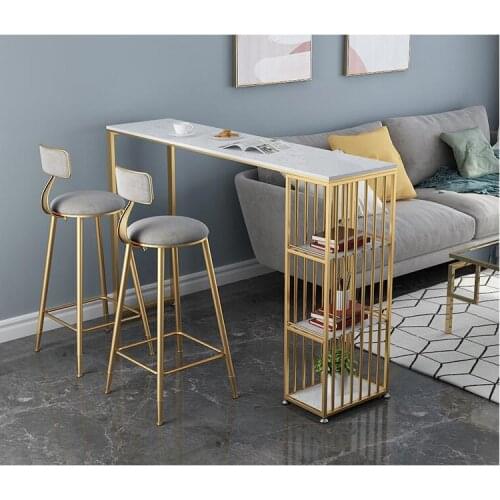 Nordic marble bar table simple kitchen living room partition wine cabinet dining table high feet table and chair combination hom