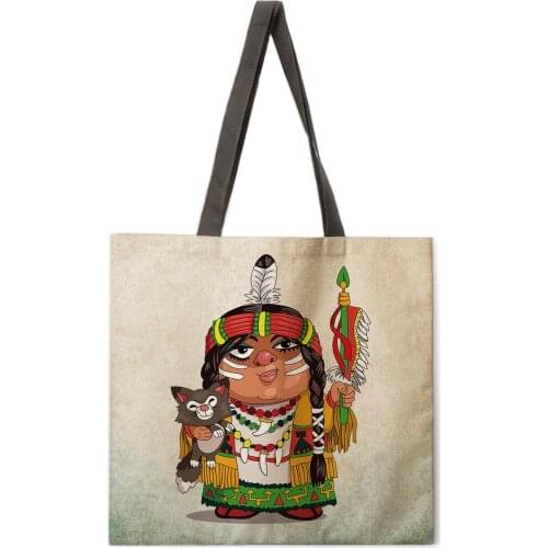 Cartoon Doll Printed Shopping Bag Lady Handbag Shoulder Large Capacity Handbag Lady Tote Bag