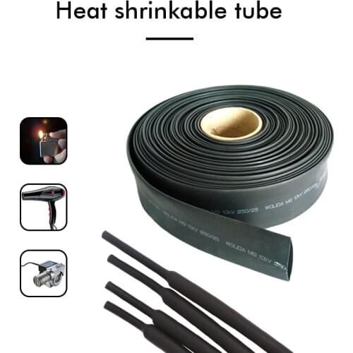 1M/5M/100M Black Polyolefin Shrinking Tubing Heat Shrink Tube Wire Cable Insulated Sleeving Tubing wire Connector Protector