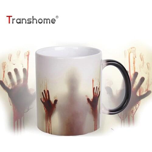 Transhome Walking Dead Color Changing Coffee Mug 350ml Bloody Hands Design Heat Sensitive Magic Coffee Mugs Creative Travel Cup