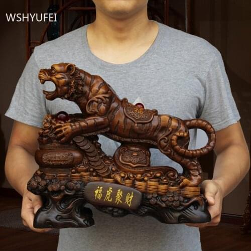 Creativity Resin Tiger Sculpture Decoration Home Porch Auspicious Ornaments Office Desktop Lucky Money Decor Crafts Gift