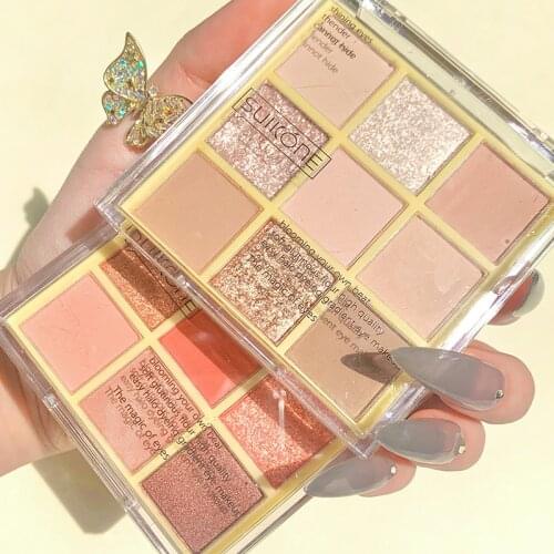 Bright Magic 9 Colors Eyeshadow Palette Shimmer Matte Pigment Eye Makeup Soft Touch Long Lasting Honey Peach Eyeshadow Powder