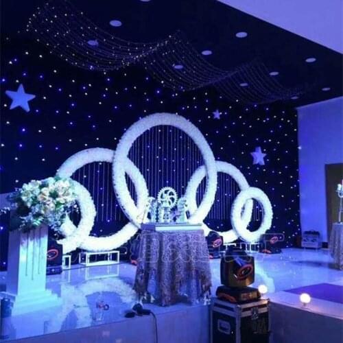 Customized new round iron arch wedding props road lead stage background decor iron arch stand frame with silk artificial flowers