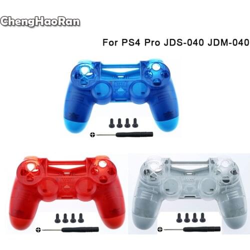 ChengHaoRan Clear Blue Red Housing Shell Faceplate Case For Playstation 4 Dualshock 4 PS4 Pro 4.0 V2 JDM 040 JDS-040 Controller