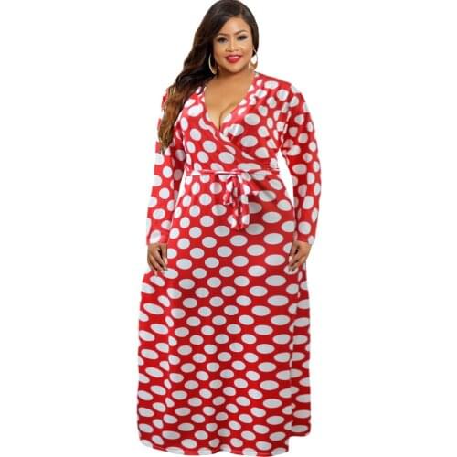 Womens Print Chiffon Maxi Dress with Belt Bohemian Beach Sexy V-neck Long Sleeve Dress Large Size Womens L-3XL-5XL