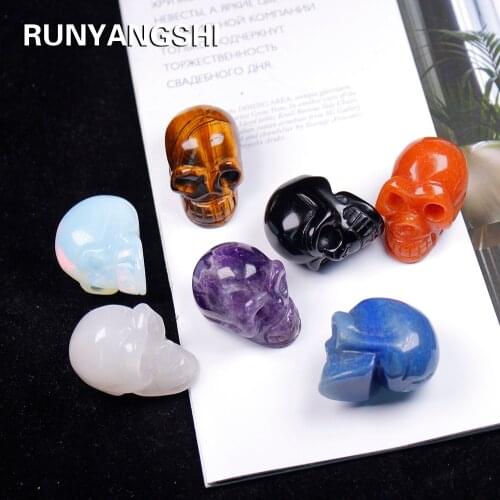 1PC Exquisite handmade carving Natural crystal quartz mineral jewelry skull crystal carving home decoration Halloween