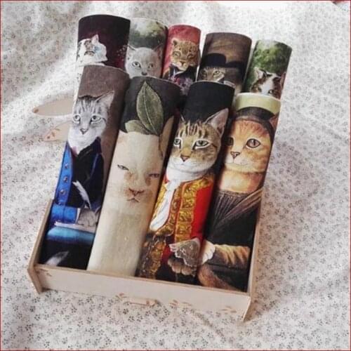 10pcs Retro Cats Print Fabric Diy Sewing Patchwork Court Cat Design Home Decora Making Purse Material Cloth Frame Painting