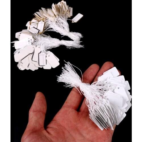 100Pcs/lot Silver/Gold/White DIY Price Label Rectangular Label Tie String Jewelry Clothes Display Merchandise Price Tags Card