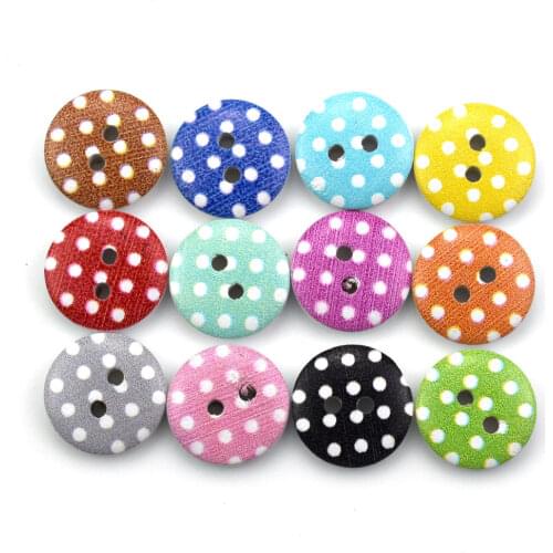 100PCS Mixed Round Dot Wooden Buttons Flatback Cabochon Scrapbooking Crafts Wood Knopf Bouton Decor Diy Accessories 13MM 15MM