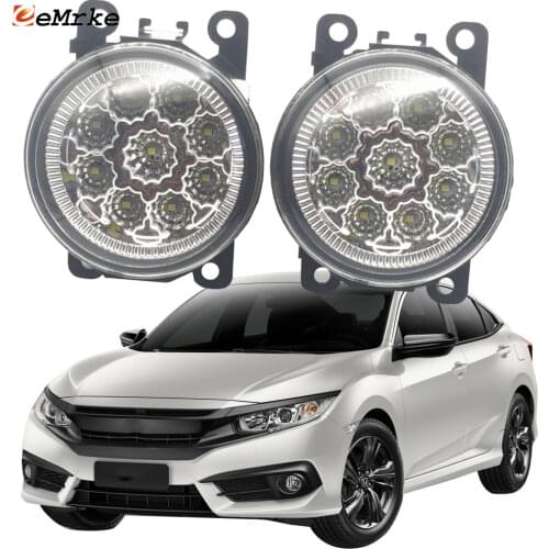 2PCS Car Styling 9-Pieces LED Fog Light Lamp for Honda Civic X Sedan Saloon 2016 2017 2018 2019 H11 12V Halogen Fog Lights DRL