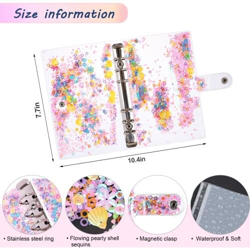 Brand New 29 Pieces Glitter Binder Cover A6 PVC Binder Cover Sets 2 Sheets Label Sticker for Home School Bill Planner