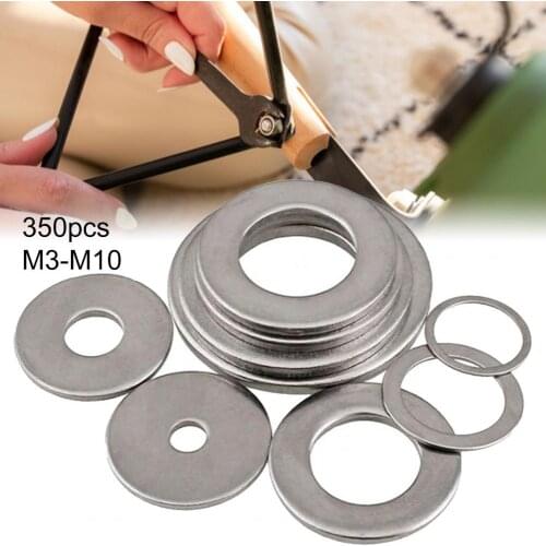 350Pcs M3-M10 Spring Washer Anti-Corrosion Wear-Resistant Stainless Steel Spring Washer Assortment Set for Factory