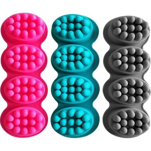 4 Grids Multifunction Reusable Durable Silicone Soap Mold Safety Non-Stick Soap Form for Massage Therapy Soap Bar Cake Jelly