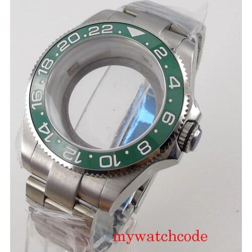 43mm Bliger Men Watch Case Sapphire Glass Rotating Bezel Ceramic Insert Oyster Bracelet For NH35 NH36 MIYOTA 8215 ETA 2836 DG