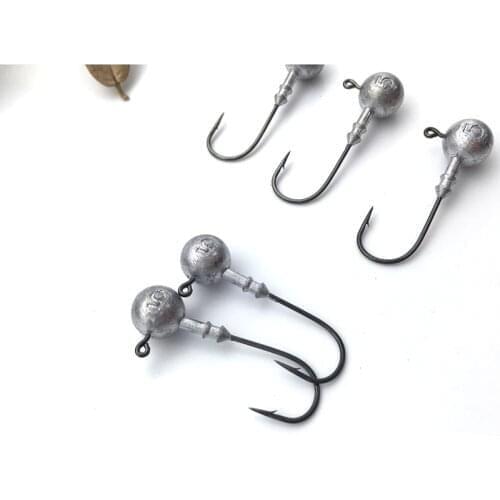 Fishing Round Ball Jig Head Hook Accessories for Soft Lure Bait 32627 Mustad Hook 3/5/7/10/15g Lot 5 Pieces