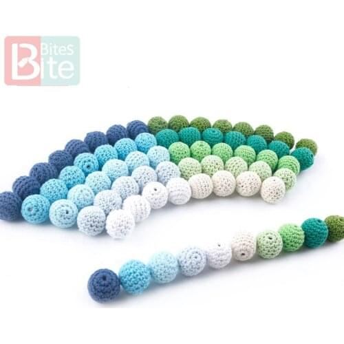 Bite Bites 50pcs 20mm Wooden Crochet Bead Baby Teether Knitting Beads Blank DIY Nursing Necklace Gifts ChildrenS Goods Bpa Free