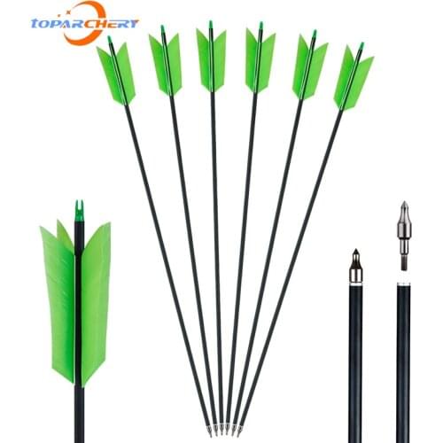 6/12pcs 31.5'' Archery Carbon Arrows Hunting Arrows Spine 500 4 Turkey Feathers for Compound and Recurve Bow
