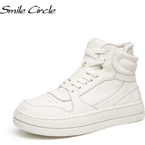 Smile Circle Autumn Women Sneakers Flat Platform Shoes White Casual Round toe High-top Sneakers Ladies Shoes Warm Winter Sneaker