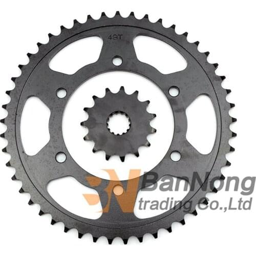 Free shipping motorcycle Front&Rear Sprocket geartransmission For Kawasaki ZZR400 (530 Chain) black 49T